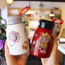 Creative stainless steel insulated cup Childrens teenage girl Mini cute to carry a handle student Jane is small and big belly cup