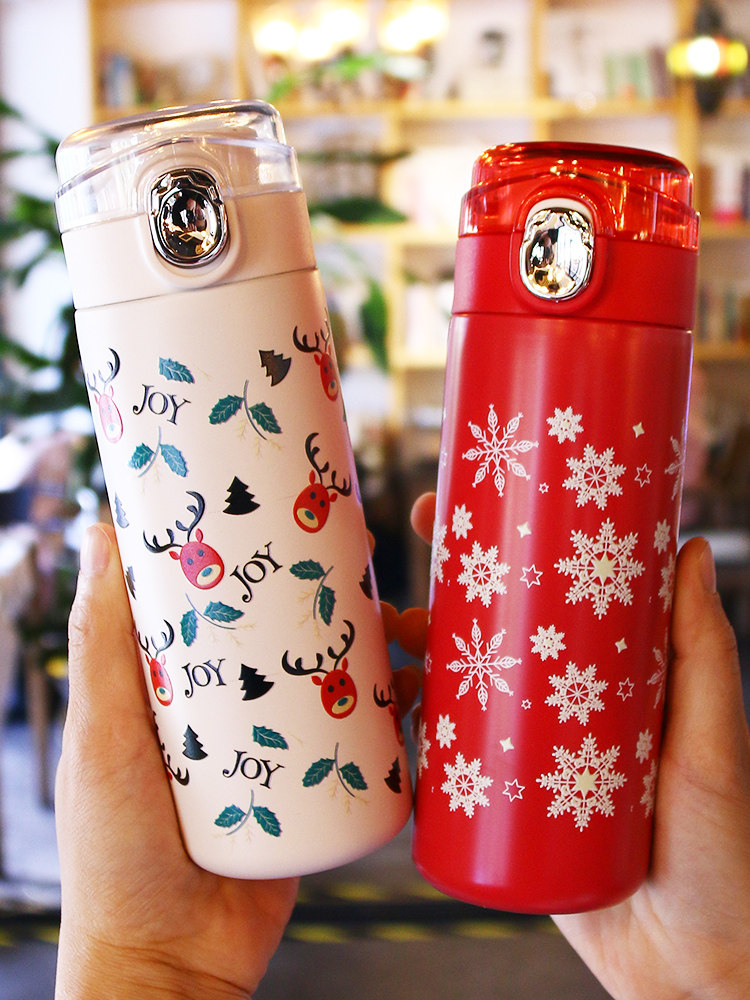 Christmas Retro Thermos Cup Children Portable Cute Spring Cover Exquisite Girls Student Couple Water Cup Gift High-end