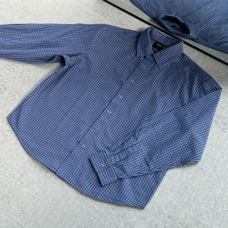 【Kebusi】High-Quality Miu-Style Blue Plaid Intellectual Shirt, Versatile for Both Men and Women # Cs009