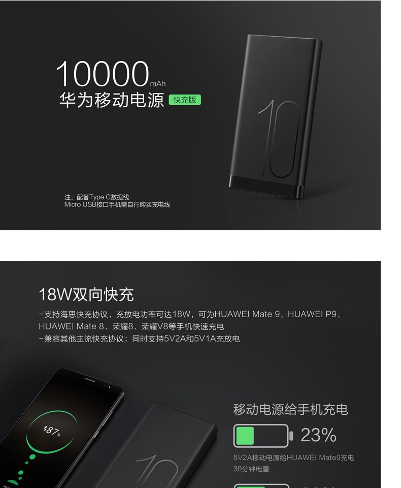 Huawei ban đầu sạc kho báu phổ Mobile Edition 10.000 mA AP09Q phí nhanh chóng điện thoại di động dòng bú Một loại-C - Ngân hàng điện thoại di động giá cục sạc dự phòng