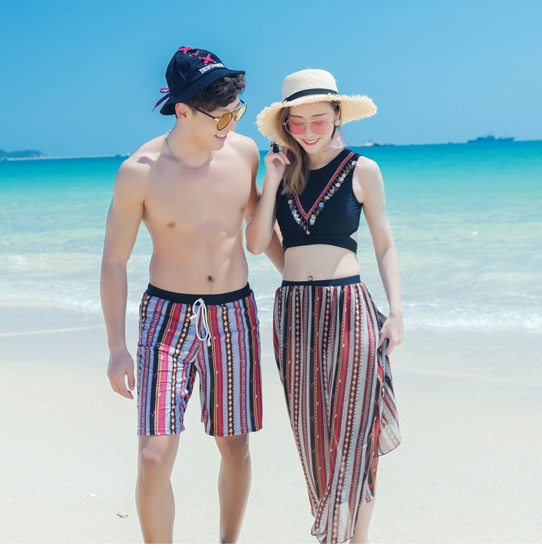 Bikini ba mảnh mùa xuân nóng bỏng ngực nhỏ Hàn Quốc tập hợp đồ bơi gợi cảm nữ mới cặp đôi đồ bơi nam quần đi biển - Vài đồ bơi 	đồ đôi đi biển cặp	