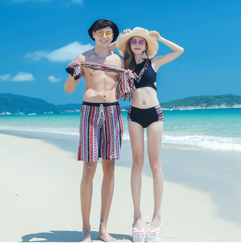 Bikini ba mảnh mùa xuân nóng bỏng ngực nhỏ Hàn Quốc tập hợp đồ bơi gợi cảm nữ mới cặp đôi đồ bơi nam quần đi biển - Vài đồ bơi 	đồ đôi tắm biển đẹp