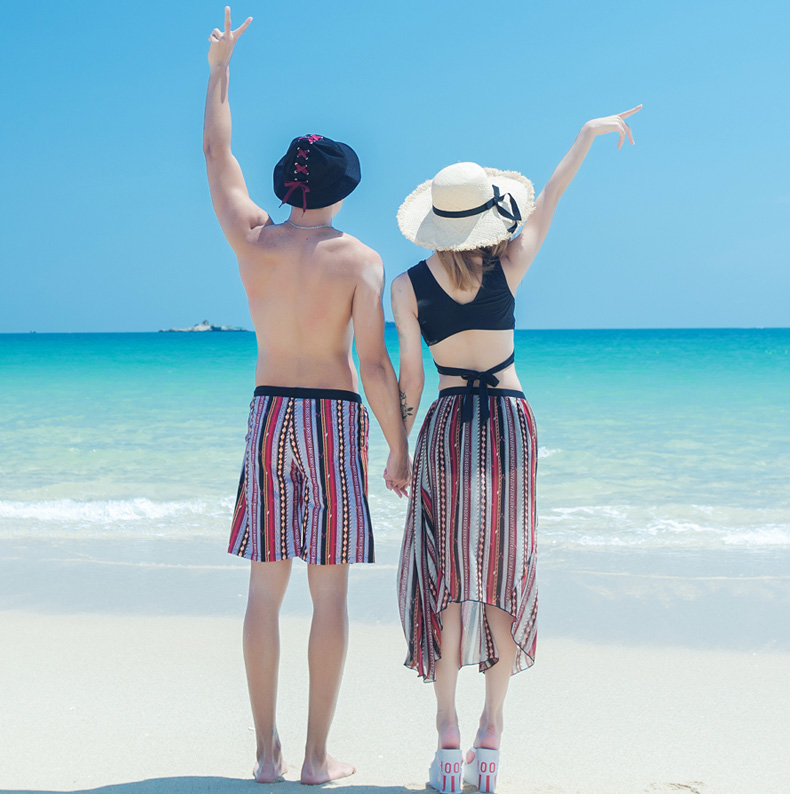 Bikini ba mảnh mùa xuân nóng bỏng ngực nhỏ Hàn Quốc tập hợp đồ bơi gợi cảm nữ mới cặp đôi đồ bơi nam quần đi biển - Vài đồ bơi 	đồ đôi đi biển cặp	