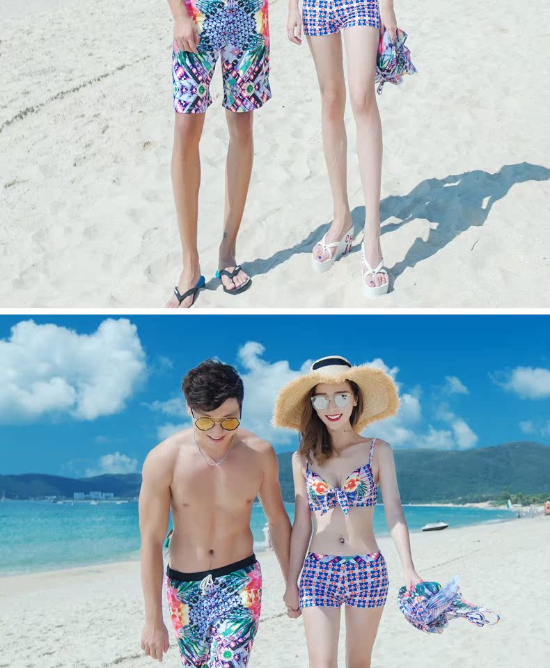 Cặp đôi mới bơi đồ bơi ngực nhỏ tụ tập gợi cảm bikini bikini ba mảnh áo tắm nữ thoải mái đi biển - Vài đồ bơi 	bộ đồ đôi đi biển