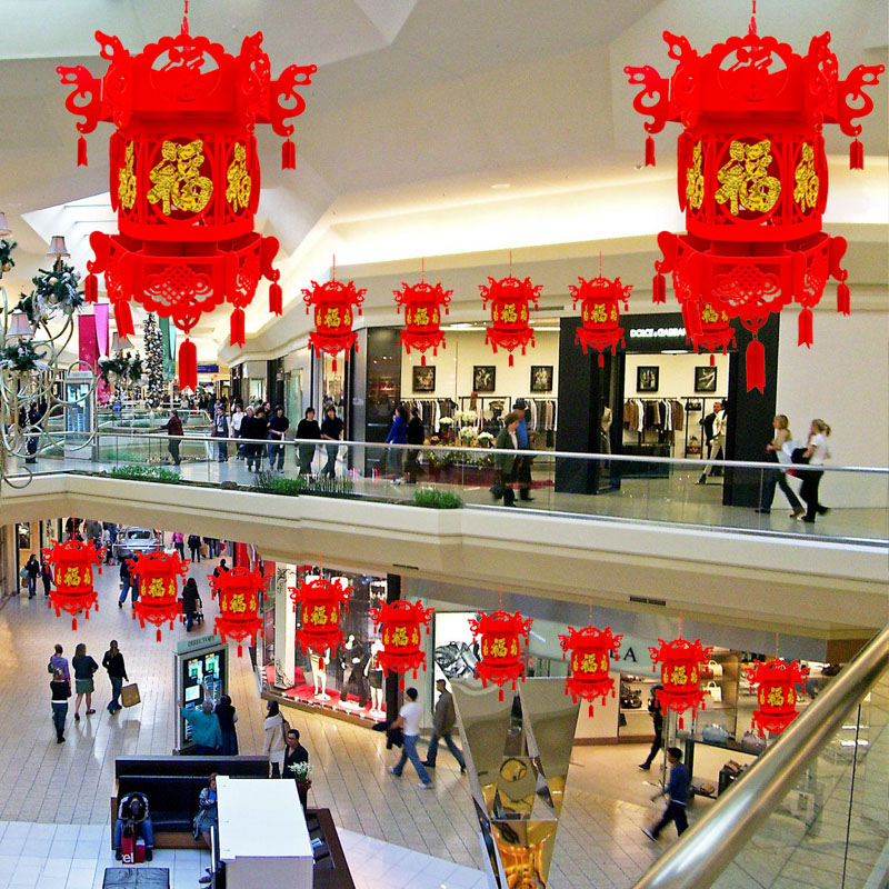 New Year's Spring Festival Little Red lantern hanging decorations New Year's Eve New Year's Eve shopping mall Indoor Qiao relocating balcony to arrange Fufu Palace lamp decoration