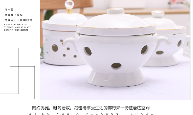 Tổ yến bọc kín 盅 鲍 bát bào ngư cánh nóng nhà hàng khách sạn bộ đồ ăn bằng gốm a soup lò tráng miệng tráng miệng bộ chén dĩa cao cấp
