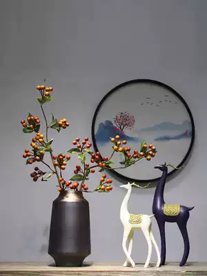 New Chinese style ceramic flower arrangement Dry vase Zen decoration Light luxury modern home entrance flower stand decoration art