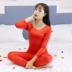 Qiuyi Qiuku Nữ mô hình siêu mỏng cộng với đồ lót nhung nhiệt rắn chắc màu bó sát cơ thể vòng cổ áo ngủ