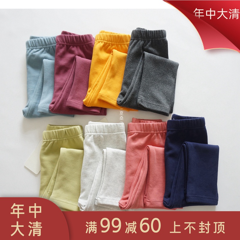 Soft waxy Shu velvet girls basic solid color inner pants Parent-child autumn and winter warm pants 12 colors