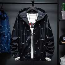 Spring and autumn windproof jacket shirt mens and womens thin sports jacket letter print student outerwear large size simple short coat