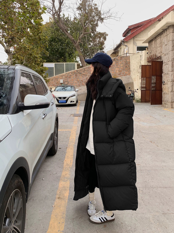 Down Cotton Jacket for Men and Women, Winter 2025 New Style, Long Over-The-Knee Quilted Coat, Ankle-Length Thickened Outerwear