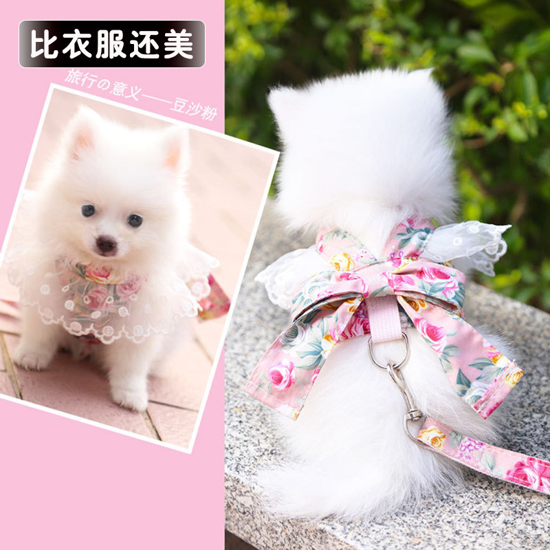 Dog traction rope dog rope anti-bite vest-style bow skirt holding baby bag small and medium-sized dog Pomeranian bear Teddy
