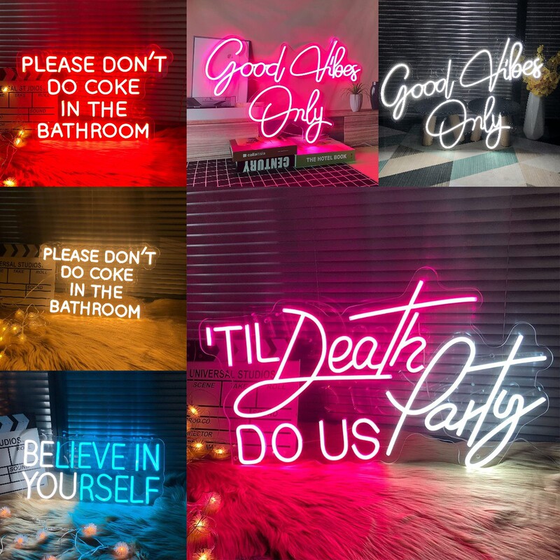Bar Neon Lights English Letters Wedding Party Decoration Trendy Creative Atmosphere Lights Wall Decoration Bedroom