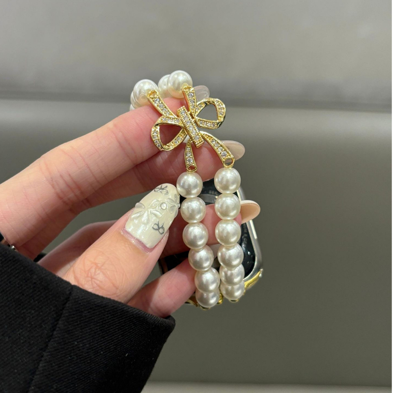 Suitable for Samsung, Apple, Google, Fitbit, Redmi Watch 5/4, Xiaomi Mi Band 9/8, Bowknot Pearl Watch Strap Suitable for Samsung, Apple, Google, Fitbit, Redmi Watch 5/4, Xiaomi Mi Band 9/8, Bowknot Pearl Watch Strap