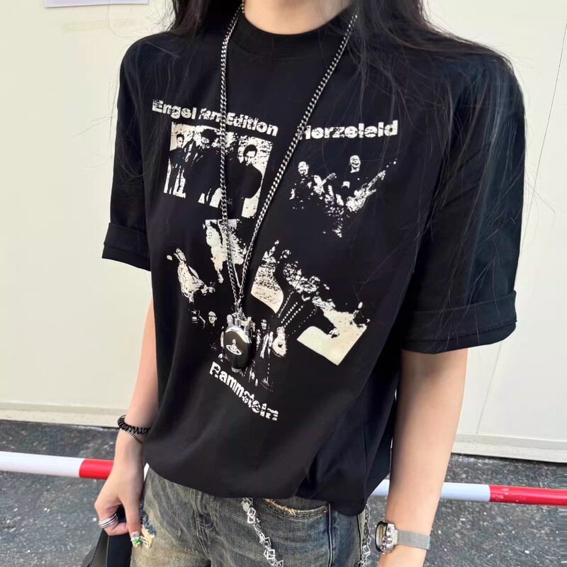 No7Yan Rammstein Metal Rock Vintage Print 270g Boxy Short-Sleeve T-Shirt