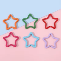16# Случайно смешанные цвета | Железная плоская проволока, окрашенная распылением, круг пятиконечная звезда 33х35мм, толщина около 3,2мм, 5 шт.