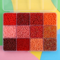 16#12 сетка | бусины красные стеклянные рисовые 3мм, 15г в сетке, около 6000 шт/коробка