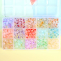 3#15 сетка | Набор двойных шариковых бусин из стеклянного желе диаметром 8 мм, по 20 штук в каждой сетке, всего около 300 штук в коробке.