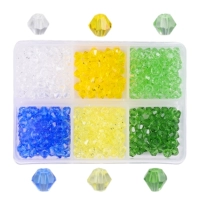 15 # 6 сетка | № 3, коробка с набором острых бусин диаметром 4 мм, 100 бусин в сетке, всего около 600 бусин, 1 комплект.