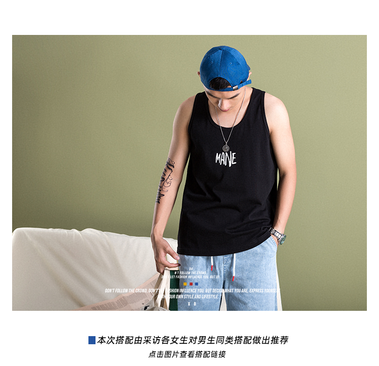 Thương hiệu thủy triều MANE Yu Wenle vest nam không tay áo thun ngắn tay thủy triều mùa hè đáy áo cotton từ bi Nhật Bản - Áo vest cotton áo ba lỗ tập gym