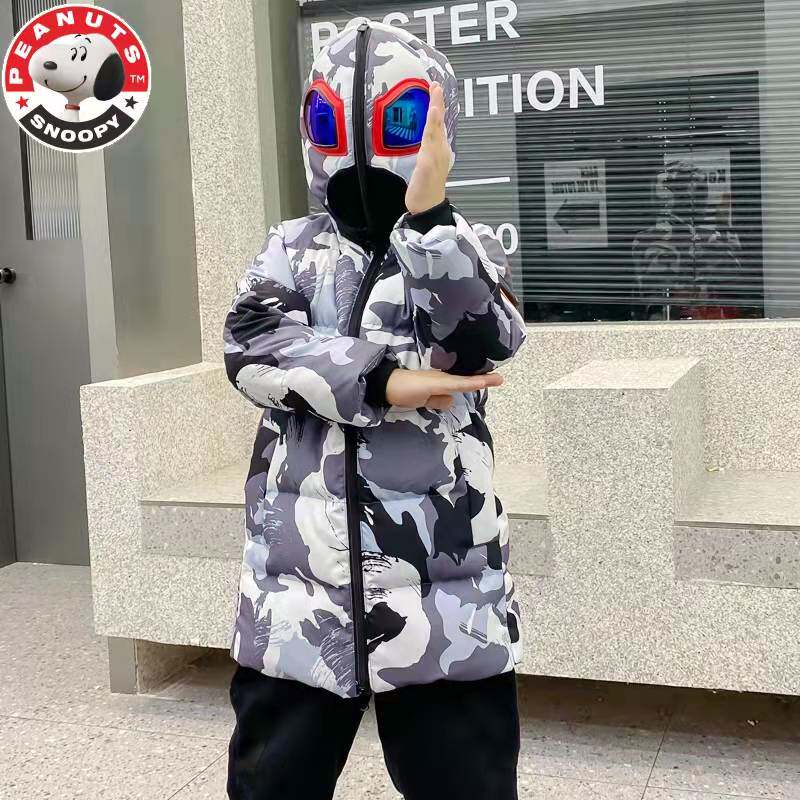 Snoopy children's clothing children's down jacket boys and girls mid-length Altman camouflage white duck down thickened down jacket
