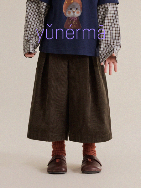 Yunerma Girls' Autumn Versatile Corduroy 8/10 Length Wide-Leg Pants, Baby Pure Cotton Casual Pants, Children's Spring and Autumn Pants
