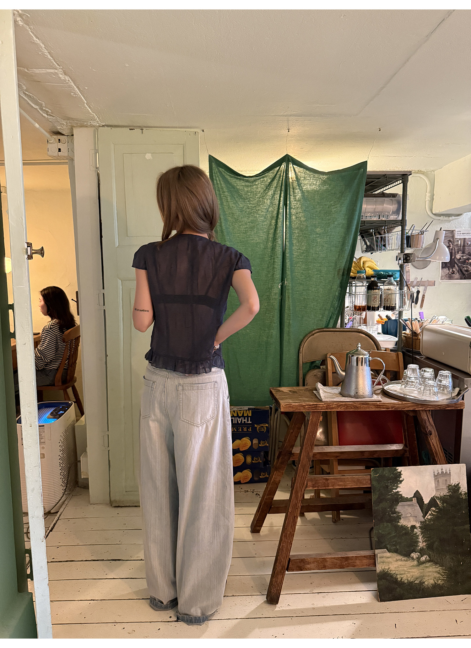 Рубашка с коротким рукавом с охлаждающим эффектом и помятым дизайном, серо-синяя клетчатая блузка, женская летняя одежда 2025