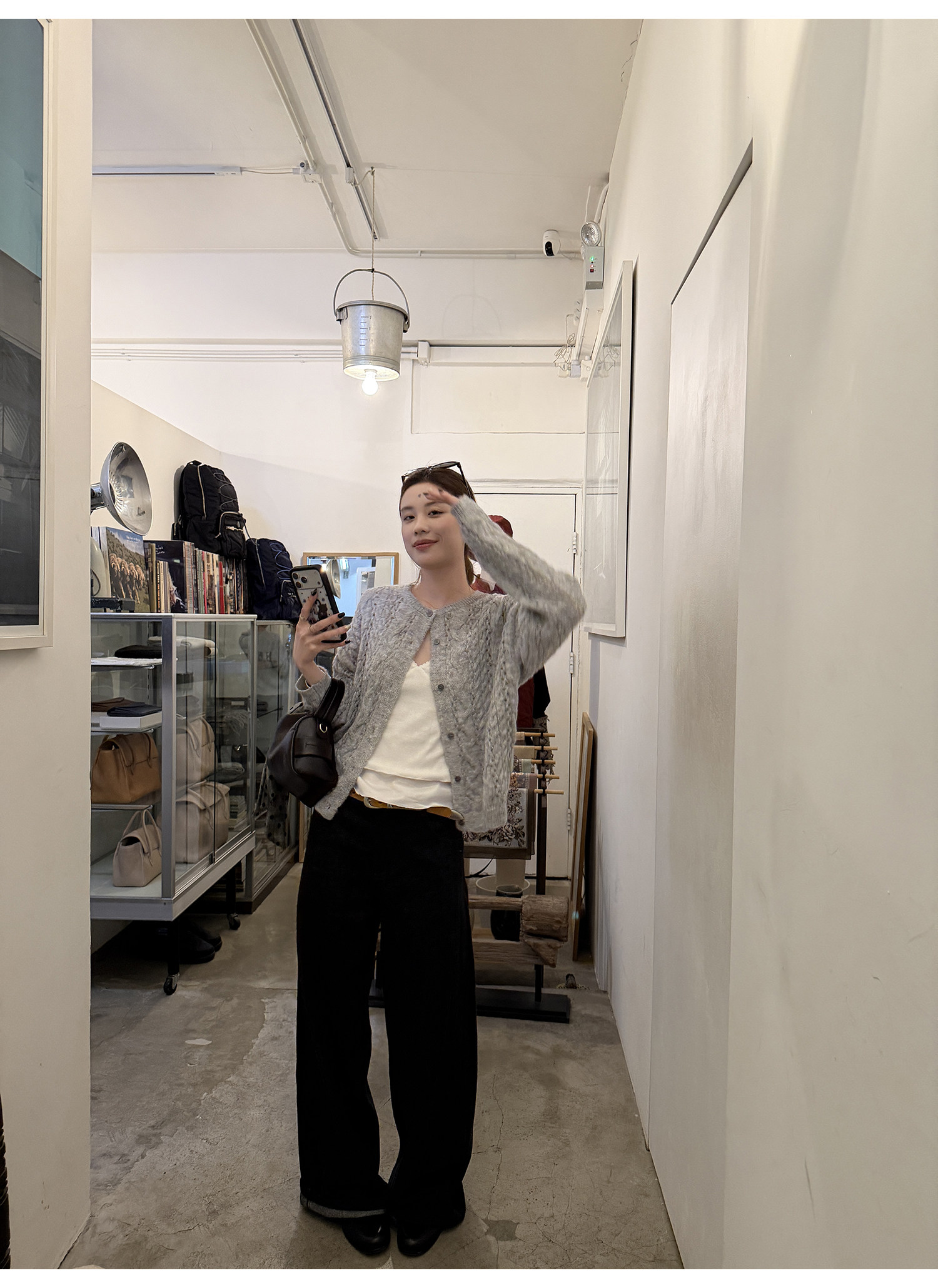 LelyMooch оригинальный дизайн винтажные черно-серые полосатые прямые широкие брюки женские свободные универсальные джинсы