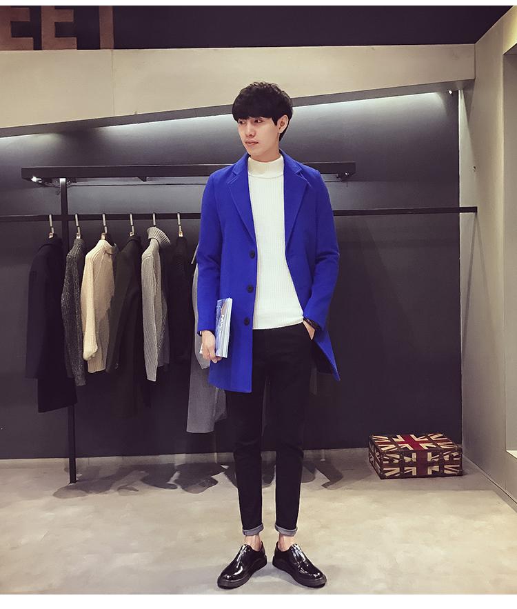 Mùa thu và mùa đông áo khoác len nam áo gió dài nam dày Slim Slim xu hướng đẹp trai Áo choàng Nizi áo khoác nam hàng hiệu