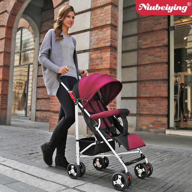 Baby stroller can sit and lie down folding ultra-light portable four-wheeled trolley umbrella car bb baby children's small stroller