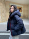 Navy Blue Short down Jacket for Women, 2025 Winter New Korean Style Casual Hooded 90% White Duck down Thickened Puffer Jacket