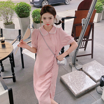 Pink Dolls Collar New Chinese One-piece Dress Woman 2024 Summer New paragraph Less Aging Bubble Sleeves Chinese Wind Improvement Qipao Dress