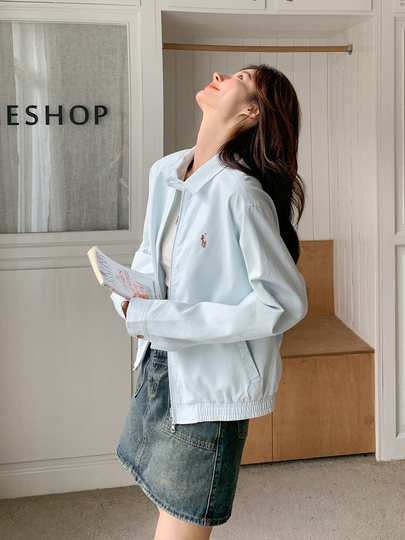 Blue Lapel Jacket for Women, 2026 Spring and Autumn New Popular Style, Super Trendy, Age-Reducing, Short Top for Petite Figures