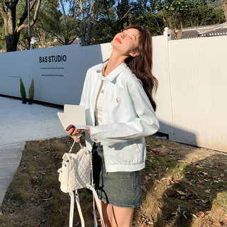 Blue Lapel Jacket for Women, 2025 Spring and Autumn New Popular Style, Super Hot, Age-Reducing, Short Top for Petite Figures