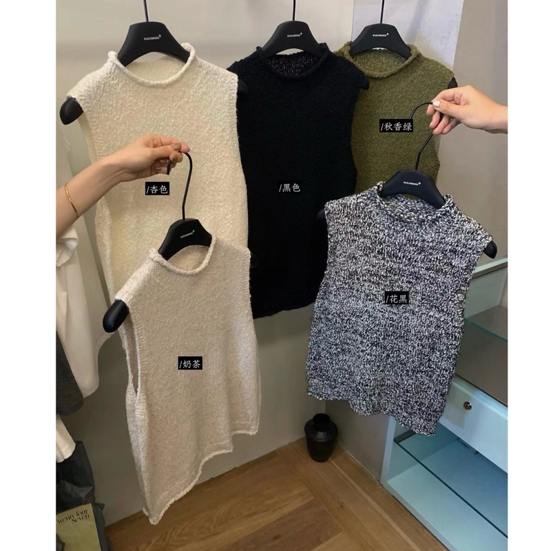 Korean Style Sailormoon Half-High Collar Thick Knit Vest for Women 2026 New Sleeveless Slimming Inner Top