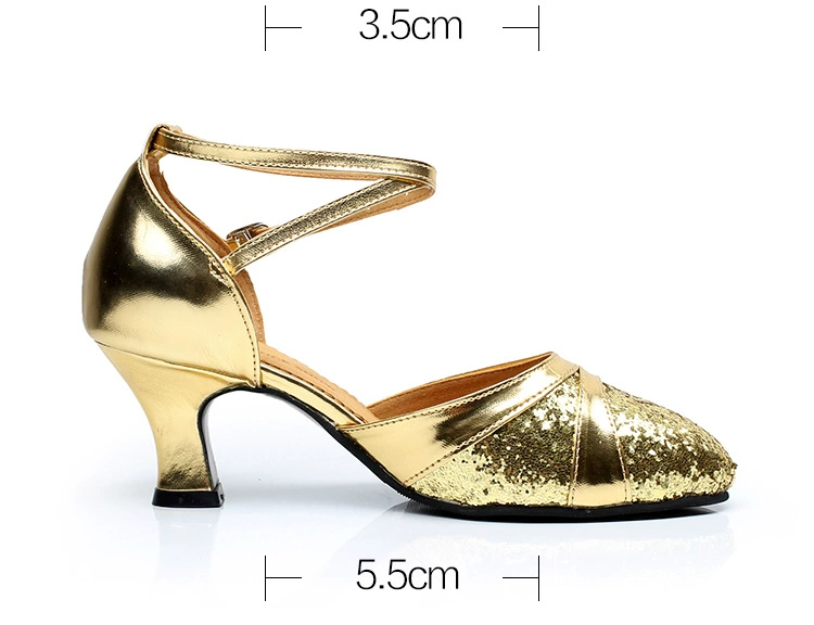 Giày khiêu vũ Latin dành cho người lớn waltz xã hội hiện đại giày khiêu vũ sequin bạc mềm dưới cao gót mang giày khiêu vũ - Khiêu vũ / Thể dục nhịp điệu / Thể dục dụng cụ