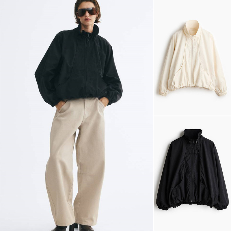 Autumn New Women's Funnel Neck Lantern Long Sleeve Bubble Hem Oversized Short Jacket 1366523 Autumn New Women's Funnel Neck Lantern Long Sleeve Bubble Hem Oversized Short Jacket 1366523