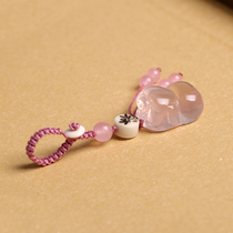 Natural powder Crystal Zucai cute pig car keychain pendant female mobile phone chain bag cute pendant