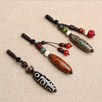 Tianzhu agate key pendant male hand-woven Bodhi car keychain Lady gift hanging