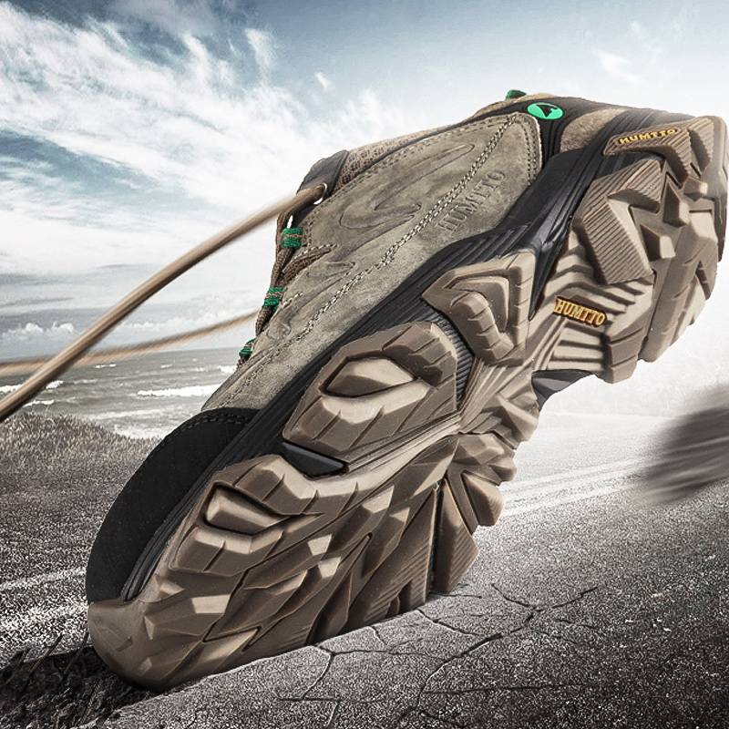 Humvee Mountaineering Shoes Men's Shoes Autumn Winter Genuine Leather Waterproof Anti-Slip Outdoor Shoes Damping Wear and abrasion hiking shoes Large size Sizes Tourist Shoes