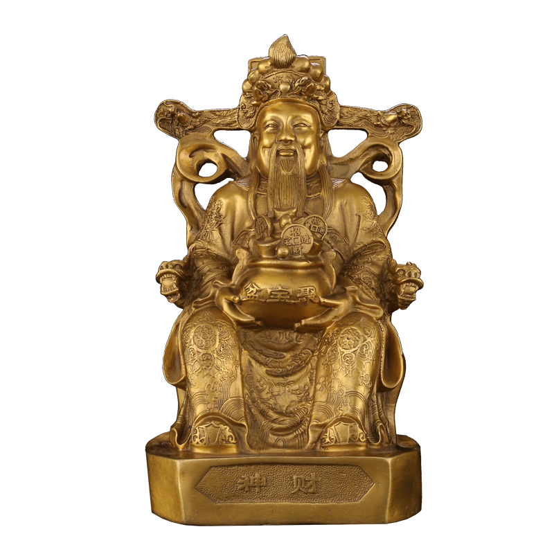 Pure copper God of wealth Buddha statue ornaments home living room shop company Wen Caishen ornaments