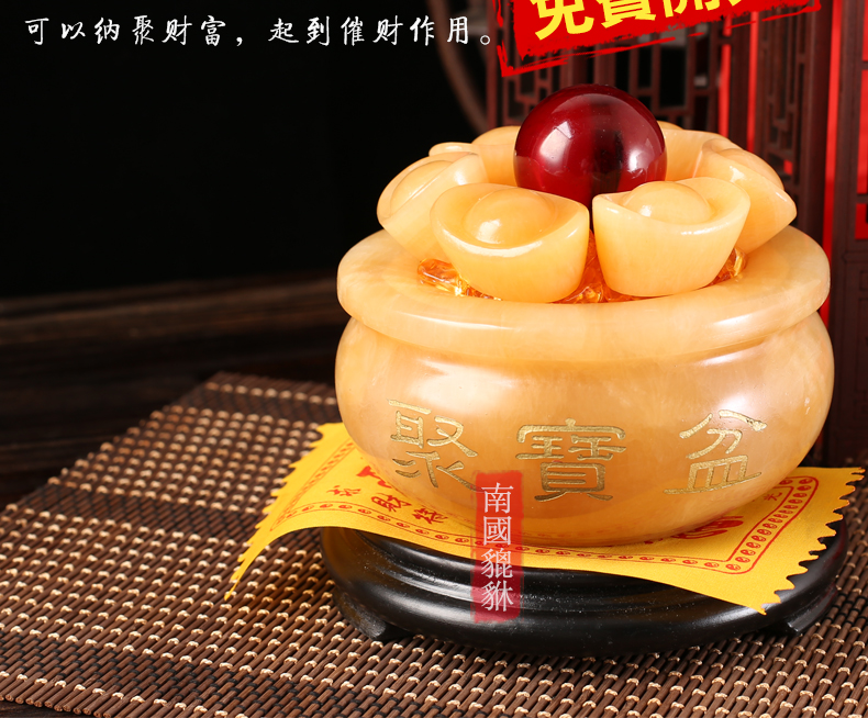 Natural topaz stone ingot cornucopia decoration Living room Feng Shui fortune decoration Office TV cabinet Ingot opening