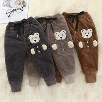 Male baby big ass PP pants 2020 new female baby velvet thickened corduroy pants mens and womens childrens warm pants