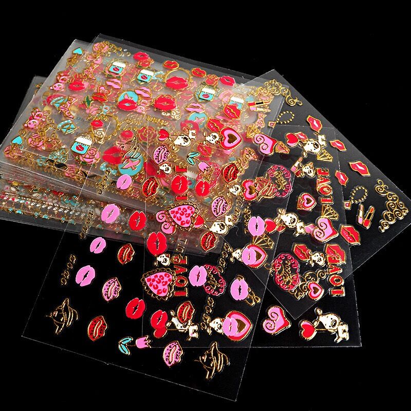 Nail Stickers Waterproof Gold Foil Nail Decals Japanese Style Fresh Bride Stickers Lipstick Lip Girl Valentine's Day Decals Nail Stickers Waterproof Gold Foil Nail Decals Japanese Style Fresh Bride Stickers Lipstick Lip Girl Valentine's Day Decals
