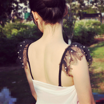 South Korea sweet oversized lace double shoulder strap nail bead sexy lingerie strap strapless lingerie lace bra strap