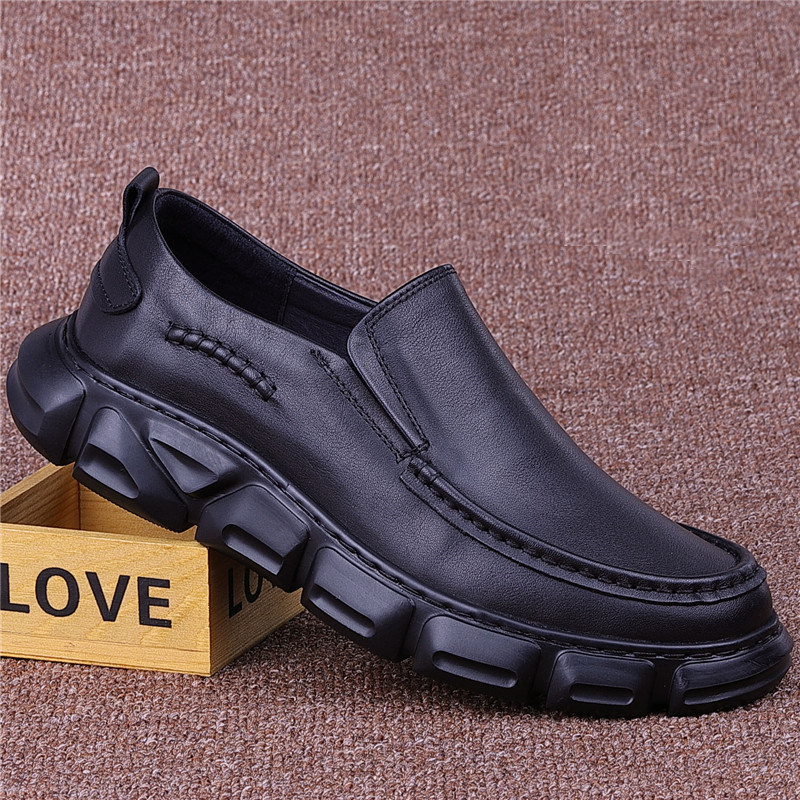 Foreign trade men's leather shoes leather spring business casual leather shoes thick-soled soft leather breathable top layer cowhide casual men's shoes