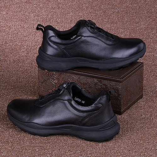 Износостойкая кожаная спортивная обувь для отдыха, мужские нескользящие туфли для кожаной обуви, тренд сезона, из натуральной кожи, воловья кожа