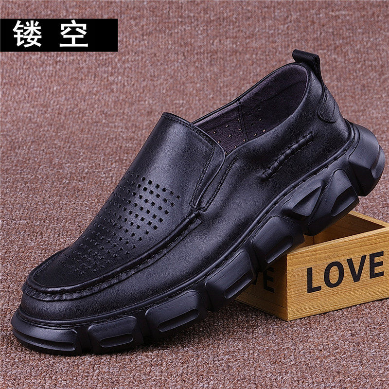 Summer foreign trade sandals men's leather breathable hole men's shoes ultra-light soft bottom hollow business casual men's leather shoes