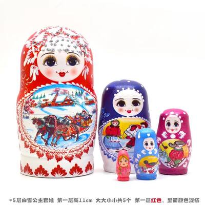 Russian Matryoshka dolls, 5-layer genuine Snow White, Harbin tourist souvenirs, festival gifts, ornaments for children