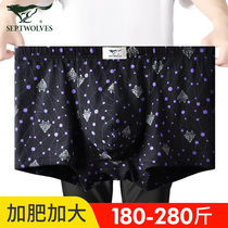 Seven wolves mens underwear men mens large size cotton boxer fat guy flat pants 250 Jin boxer pants